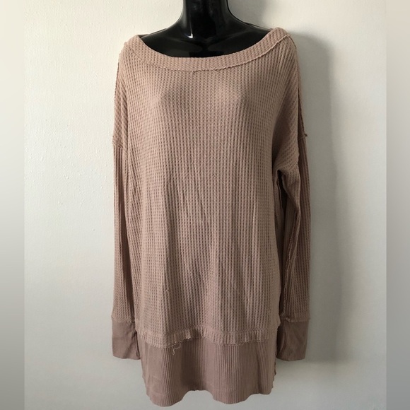We The Free Tops - We the Free beige oversized waffle knit tunic medium